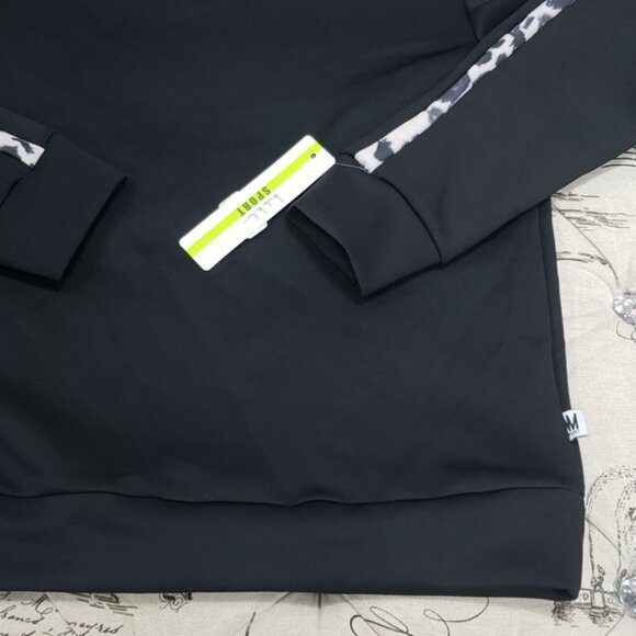 Nicole Miller Sport Scuba Striped Activewear Crewneck Sweatshirt - Picture 4 of 4